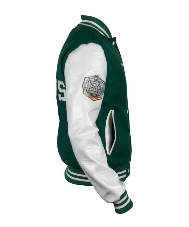ice hockey team Dallas Stars Green and White Jacket