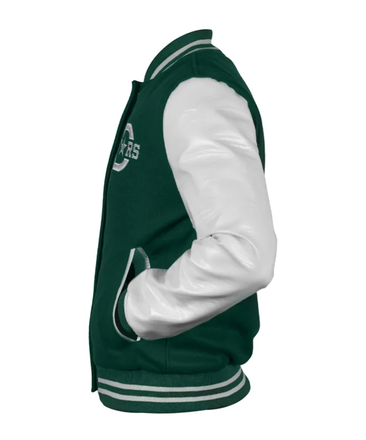 ice hockey team Dallas Stars Green and White Wool Jacket