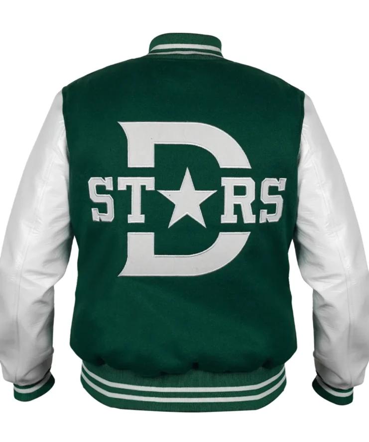 ice hockey team Dallas Stars Green and White Wool Varsity Jacket