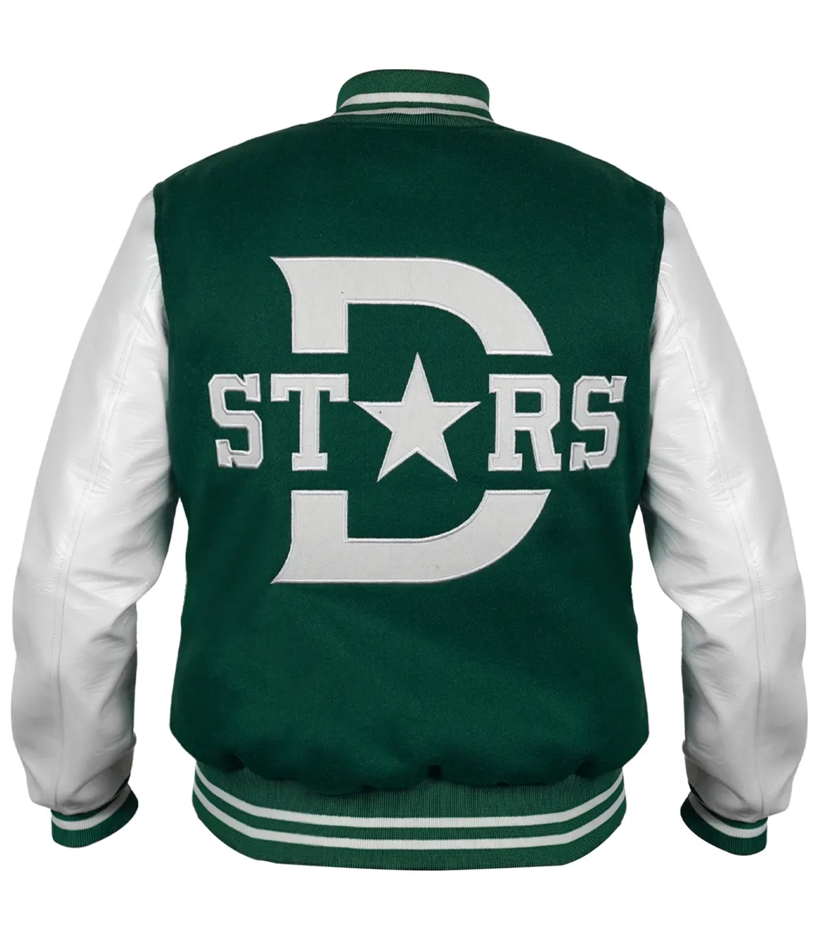 ice hockey team Dallas Stars Green and White Wool Varsity Jacket