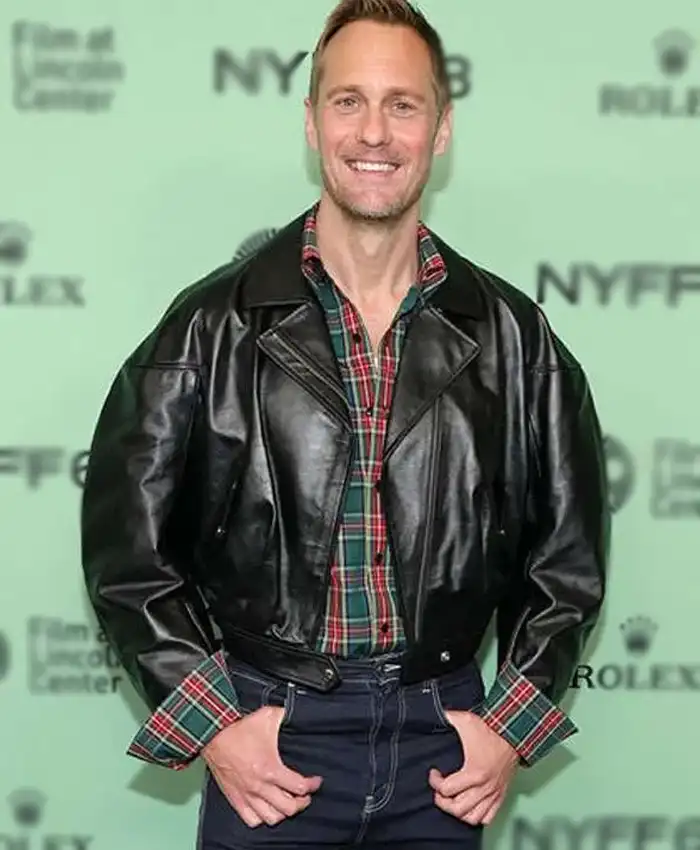 Alexander Skarsgård Pillion Black Leather Jacket