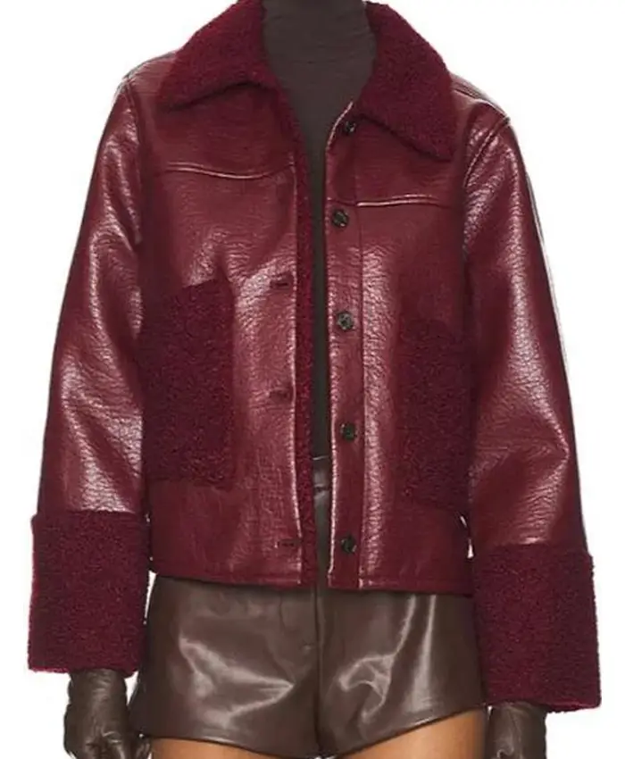 Ambyr Michelle Beyond The Gates Maroon Leather Jacket For Sale