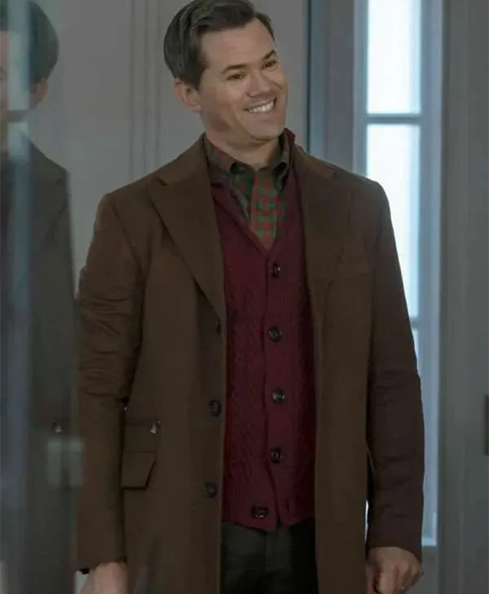 Andrew Rannells Elsbeth S03 Brown Wool Coat
