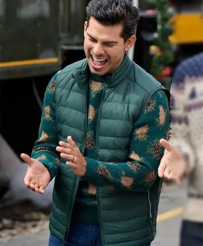 Angel Garet Finding Mr Christmas S02 Green Puffer Vest For Sale