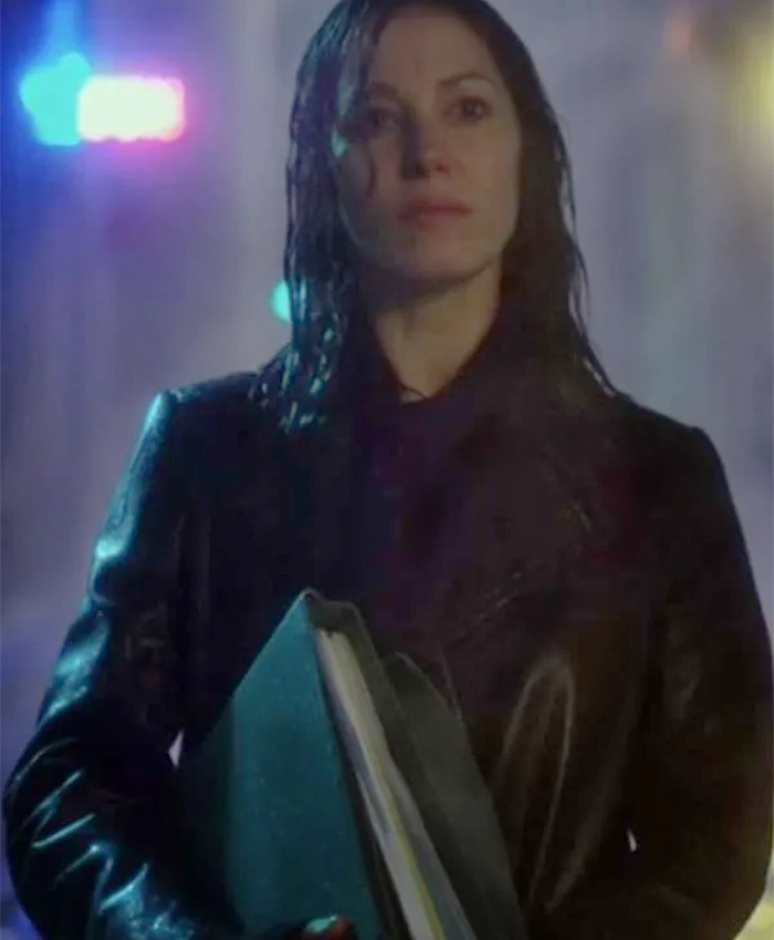 Aubrey Plaza The Thomas Crown Affair Leather Coat