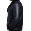Black Shearling Asymmetrical Zip-up Leather Jacket For Sale