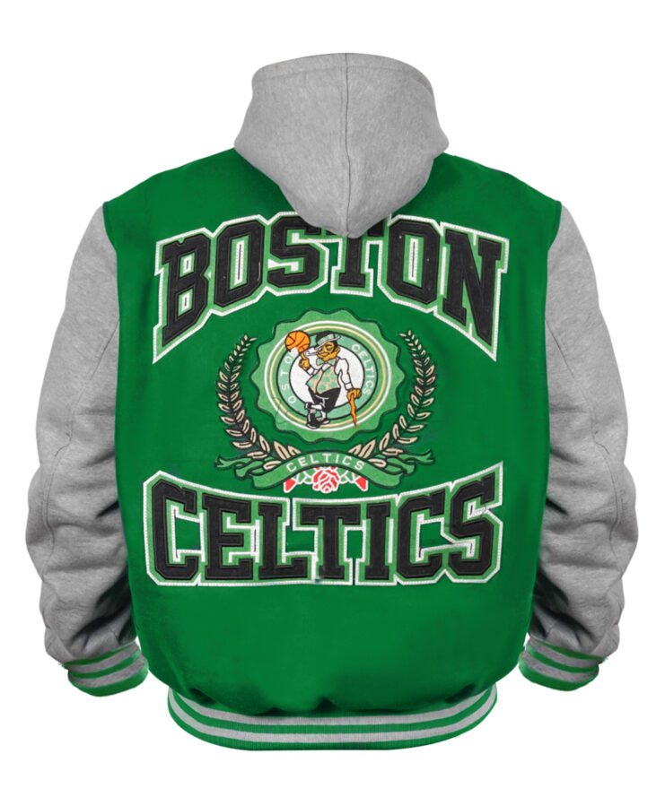 Boston Celtics New Era Kelly Green Throwback Prep Chenille Full-Snap Hooded Jacket