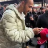 British car racer Lewis Hamilton Green Quilted Puffer Jacket