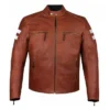 Brown Cafe Racer Cowhide Brown Leather Jacket