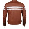 Brown Cafe Racer Cowhide Brown Leather Jacket For Sale