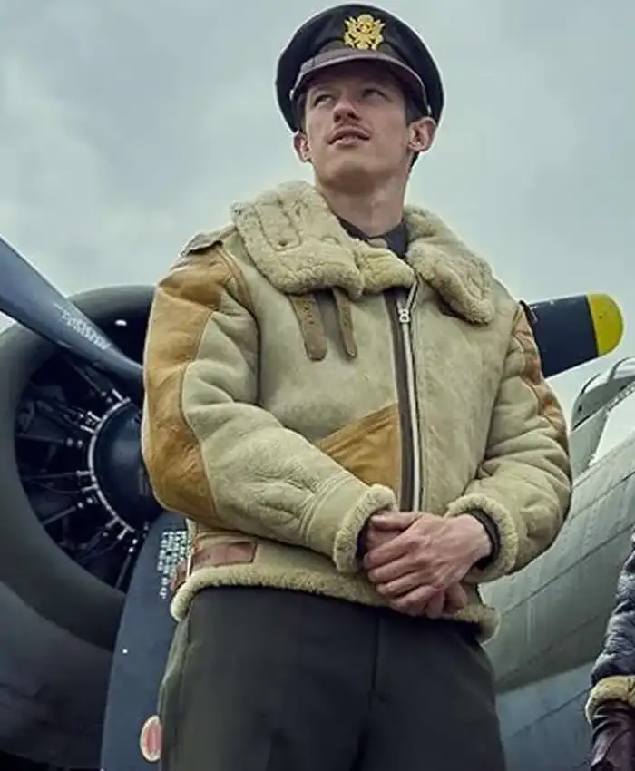 Callum Turner Masters of the Air Leather Jacket