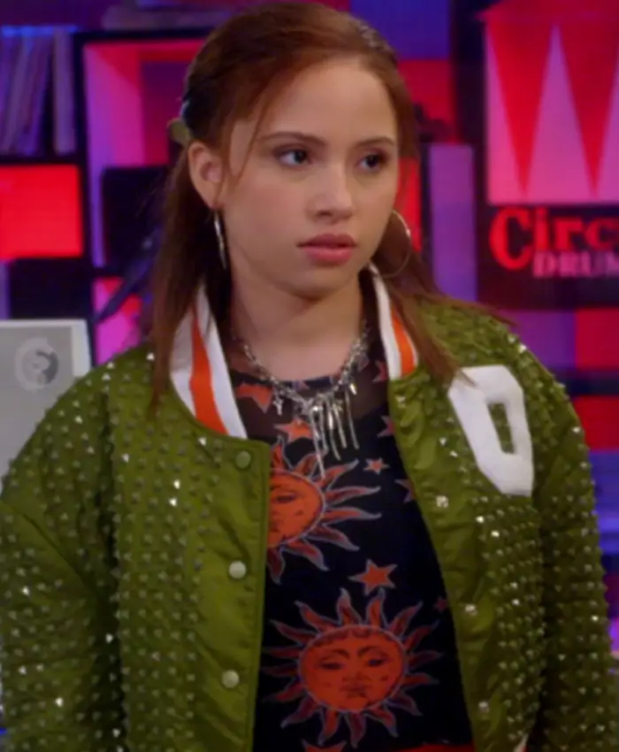 Carmen Sanchez Electric Bloom S01 Olive Green Studded Jacket