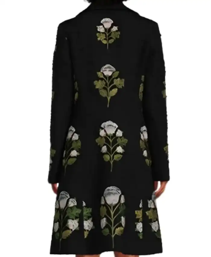 Carrie Preston Elsbeth S03 Black Floral Coat back
