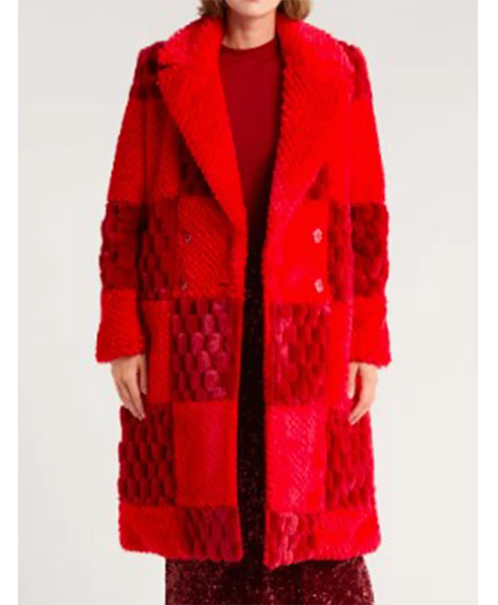 Carrie Preston Elsbeth S03 Check Pattern Red Coat For Sale