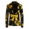 Carrie Preston Elsbeth S03 Floral Yellow Bow Blazer For Sale