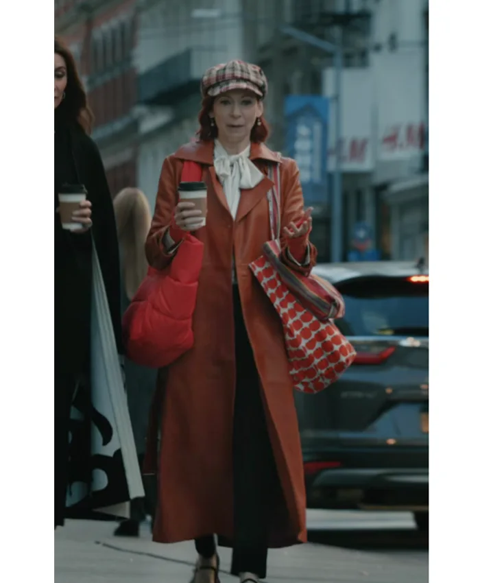 Carrie Preston Elsbeth S03 Orange Leather Coat