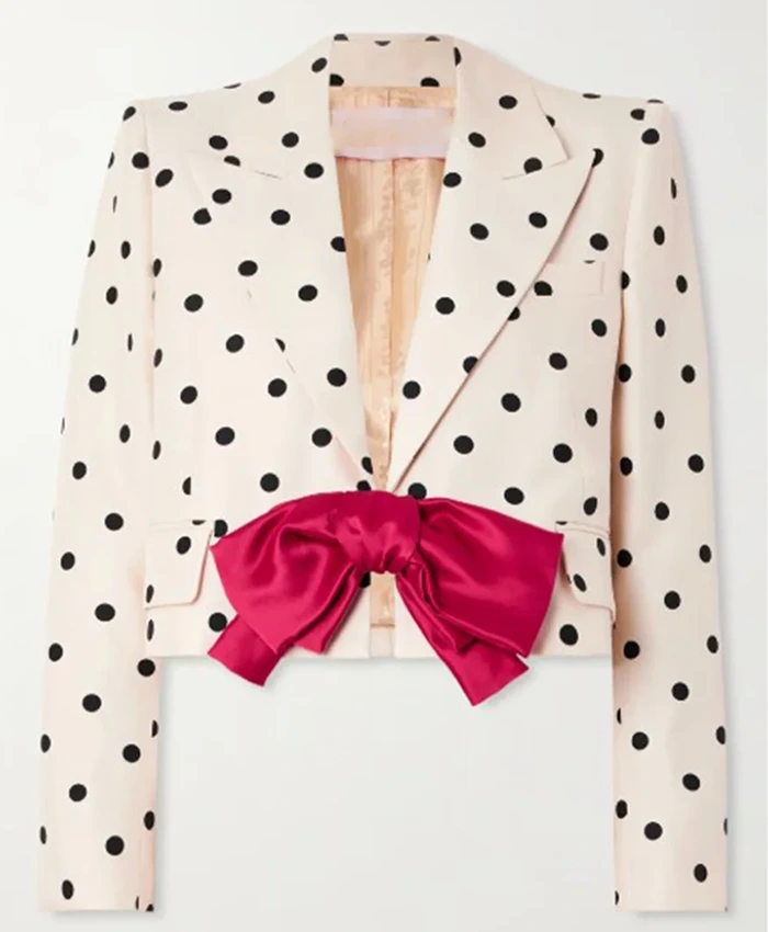 Carrie Preston Elsbeth S03 Polka Dot Crop Blazer For Sale