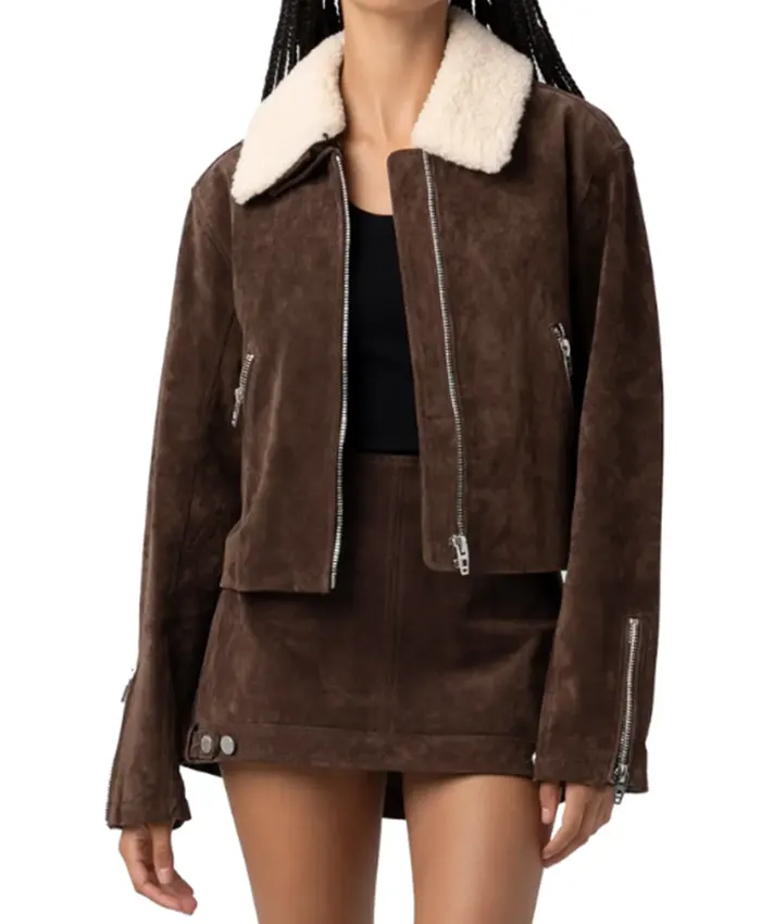 Charlotte Cassadine General Hospital Suede Sherpa Jacket For Sale