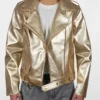 Cheryl Golden Metallic Leather Biker Jacket