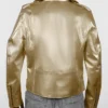Cheryl Golden Metallic Leather Biker Jacket For Men and Women