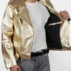 Cheryl Golden Metallic Leather Jacket For Men and Women