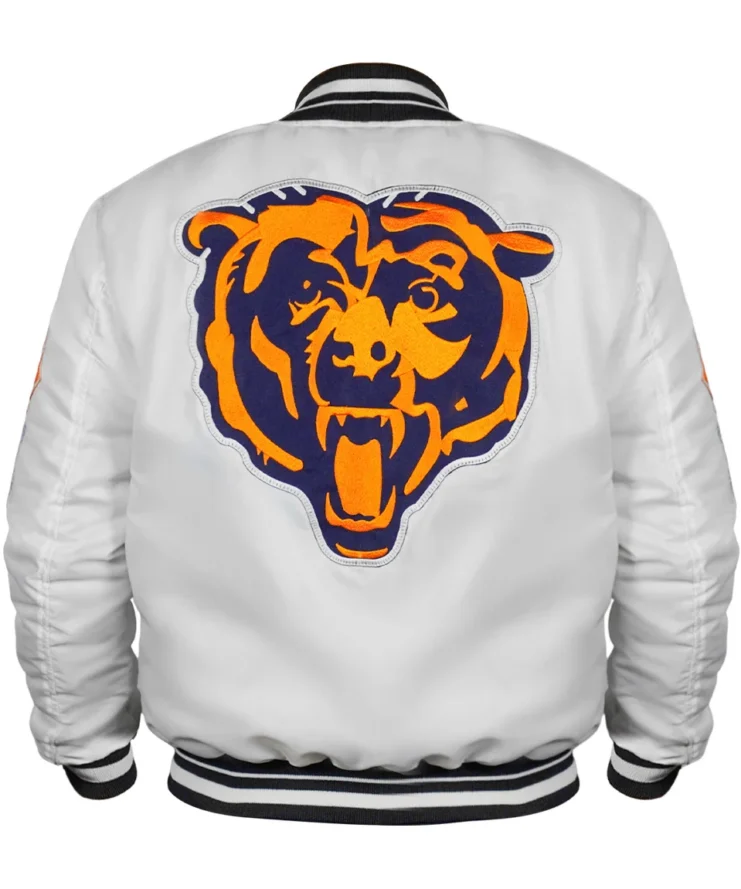 Chicago Bears Retro Classic White and Black Rib Varsity Jacket