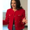 Chloe Tucker Owning Manhattan S02 Red Collarless Jacket