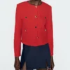 Chloe Tucker Owning Manhattan S02 Red Collarless Jacket For Sale