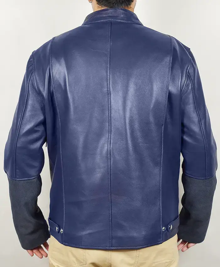 Chris Evans Captain America The Winter Soldier Blue Leather Jacket