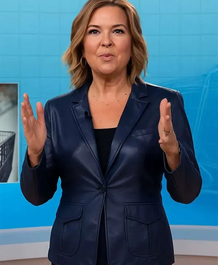 Christine Romans The Today Show Blue Leather Blazer