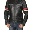Classic Black Bold Red Stripes Racer Jacket