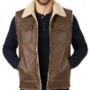 Classic Brown Shearling Leather Vest