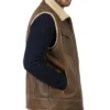 Classic Brown Shearling Leather Vest For Sale