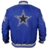 Dallas Cowboys Grey and White Rib Bomber Jacket For Sale