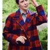 Elizabeth Olsen Eternity Red Plaid Coat For Sale