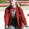Elle Fanning Margo’s Got Money Troubles Red Fringe Jacket For Sale