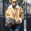 Emilia Clarke Brown Shearling Suede Jacket