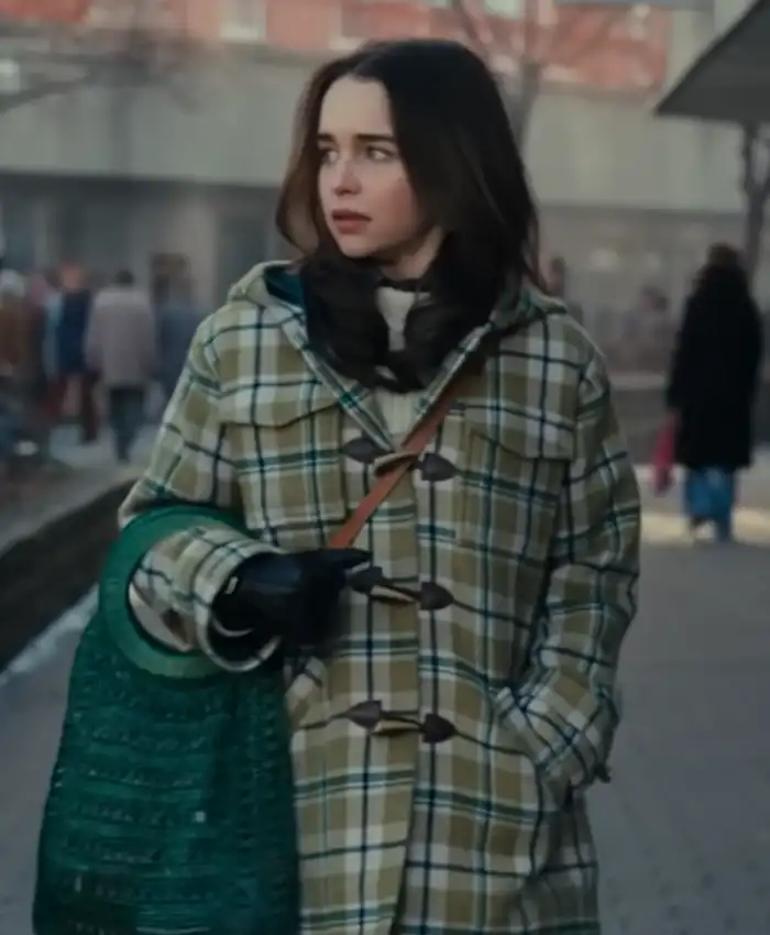 Emilia Clarke Ponies S01 Plaid Duffle Coat