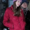 Emily Hall A Merry Little Ex-Mas Red Puffer Jacket