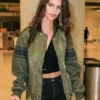 Emily Ratajkowski Green Bomber Jacket