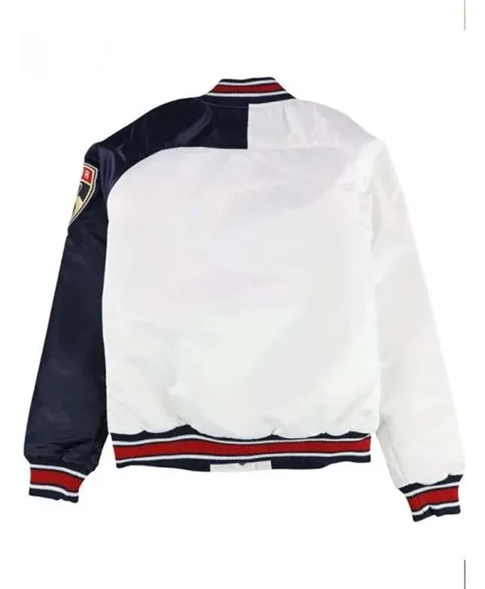 Florida Panthers White Satin Varsity Jacket White Back