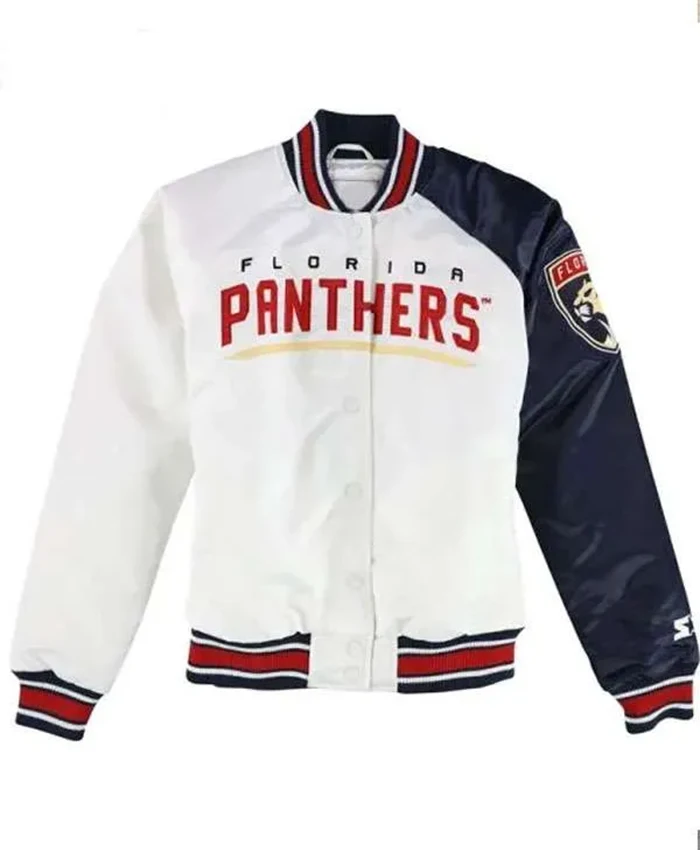 Florida Panthers White Satin Varsity Jacket