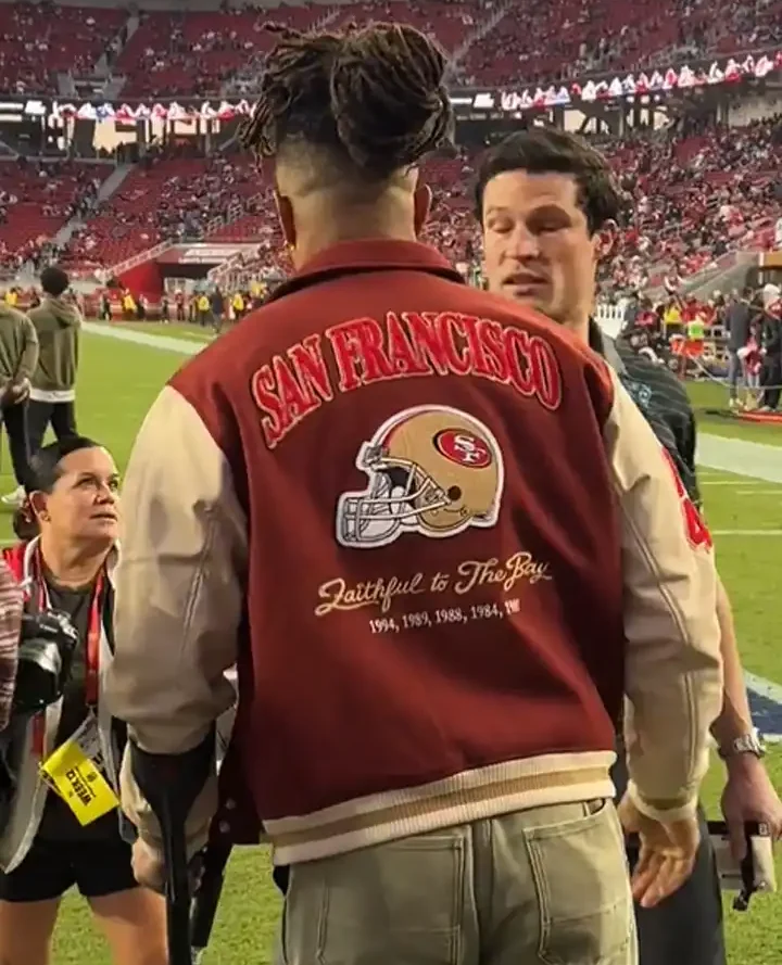 Fred Warner San Francisco 49ers Maroon and Beige Varsity Jacket