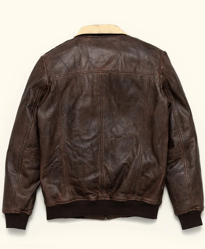 Full Grain Leather Bomber Jacket Style 1 back
