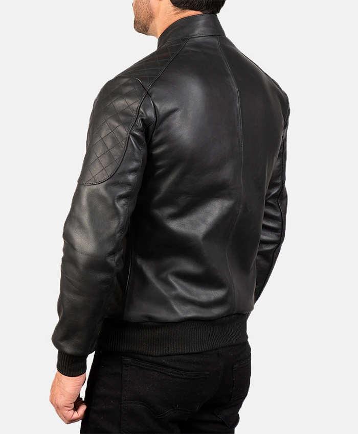 Full Grain Leather Bomber Jacket Style 3 Back