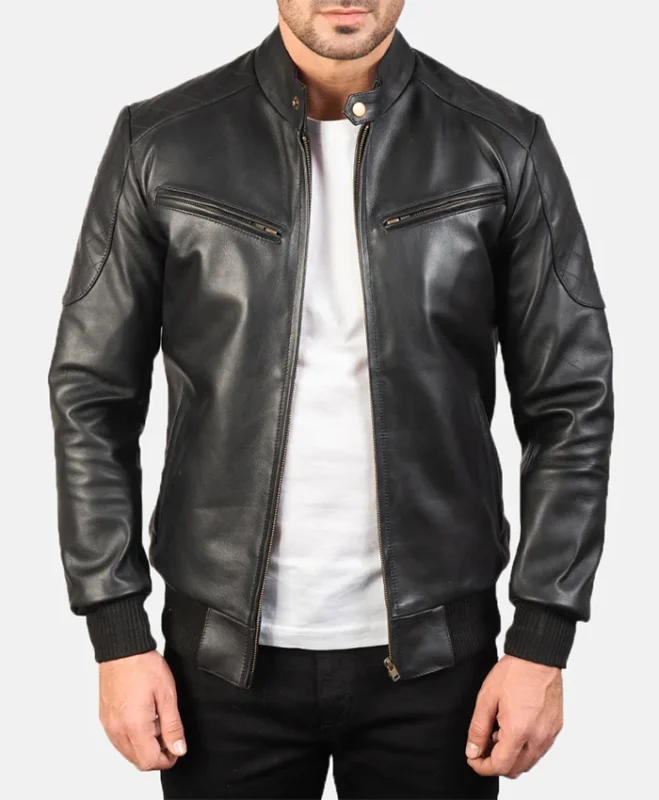 Full Grain Leather Bomber Jacket Style 3