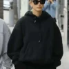 Hailey Bieber Street Style Black Oversized Hoodie