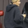 Hailey Bieber Street Style Black Oversized Hoodie For Sale
