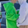 Hailey Bieber Street Style Green Hoodie For Sale