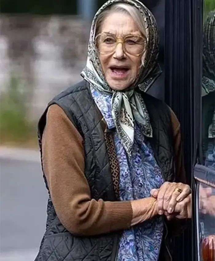Helen Mirren The Thursday Murder Club Quilted Vest For Sale